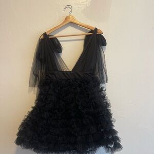 BLACK RUFFLE DRESS